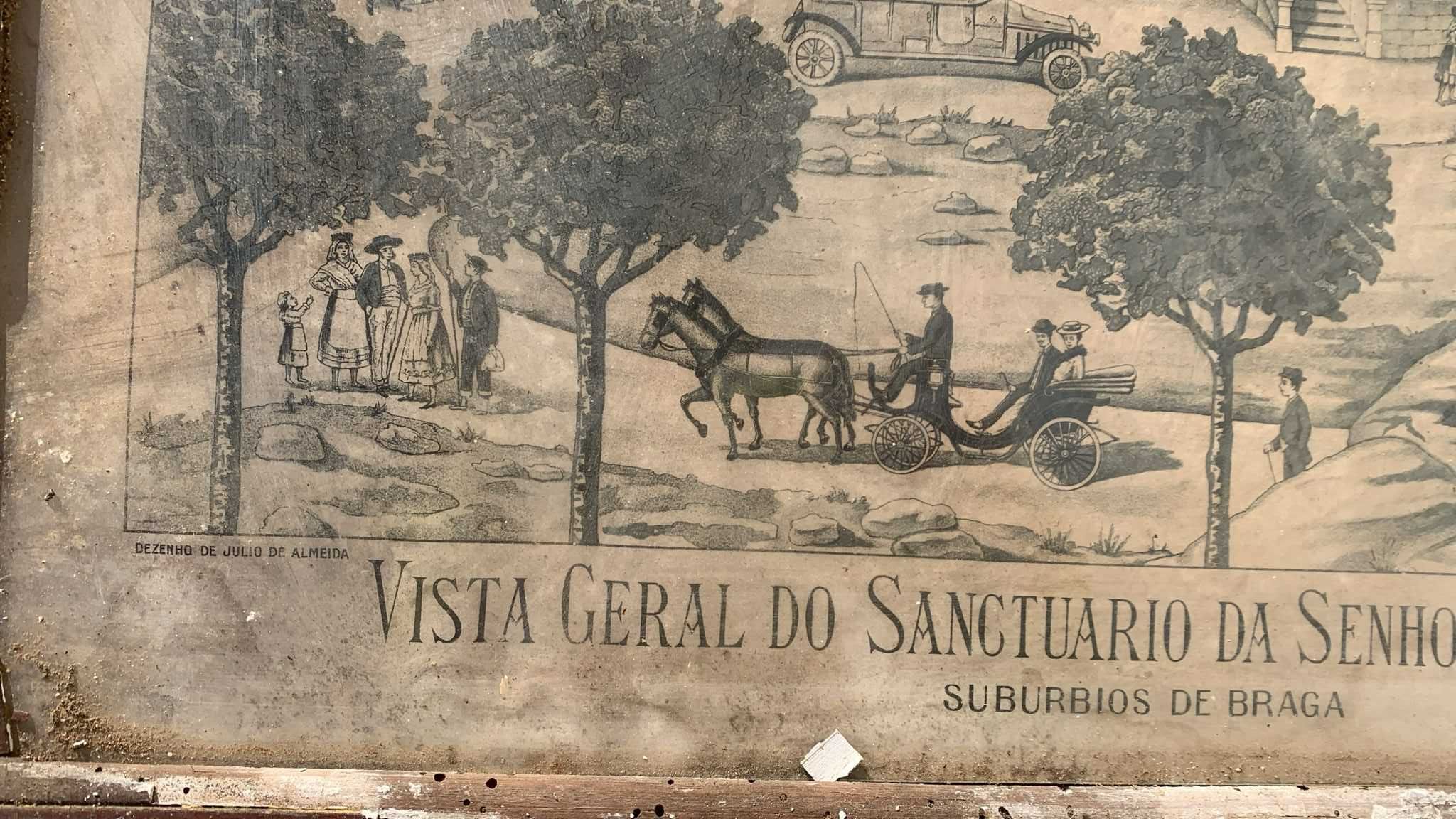 Conjunto de duas litografias antigas da autoria de Júlio de Almeida