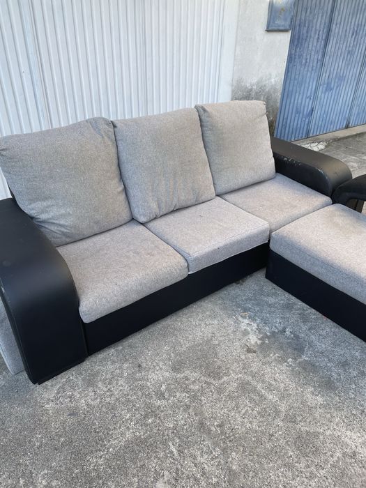 Sofá Chaise longue  3 lugares Preto