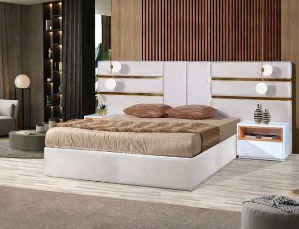 Cama Estofada Chelsea+Estrado Elevatório Novo