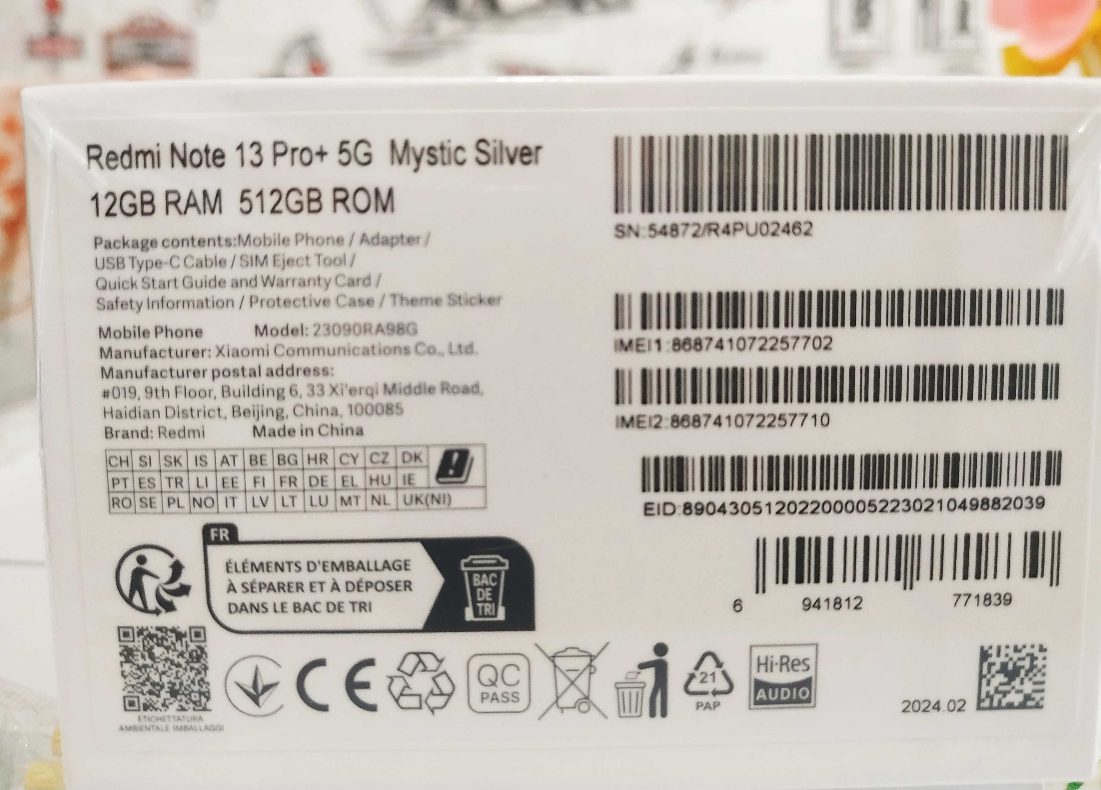 Продам Xiaomi Redmi Note 13 Pro+ 5G 12/512 Mystic Silver ексклюзивний.