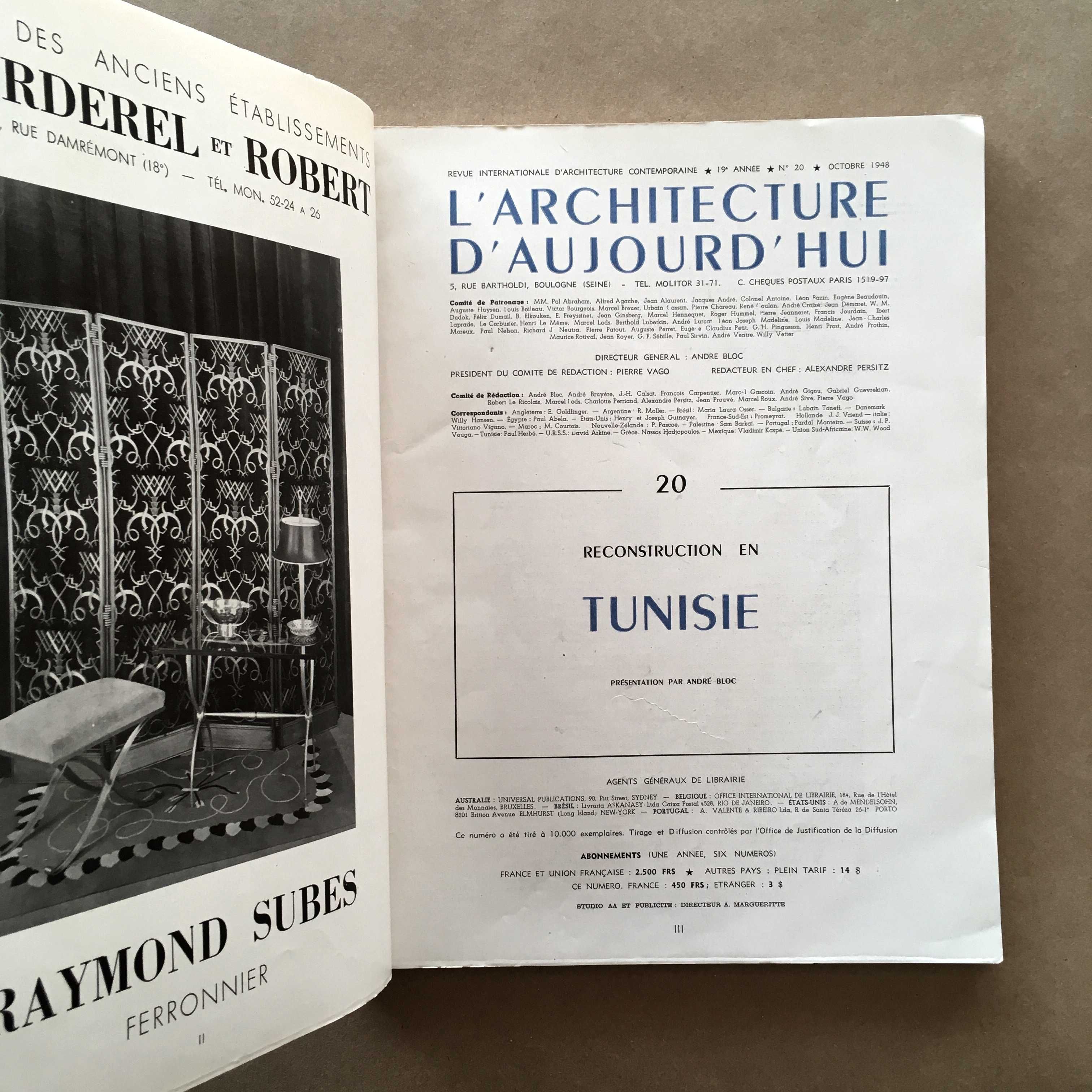 L'Architecture d'Aujourd'hui n. 20 - Tunisie (1948)