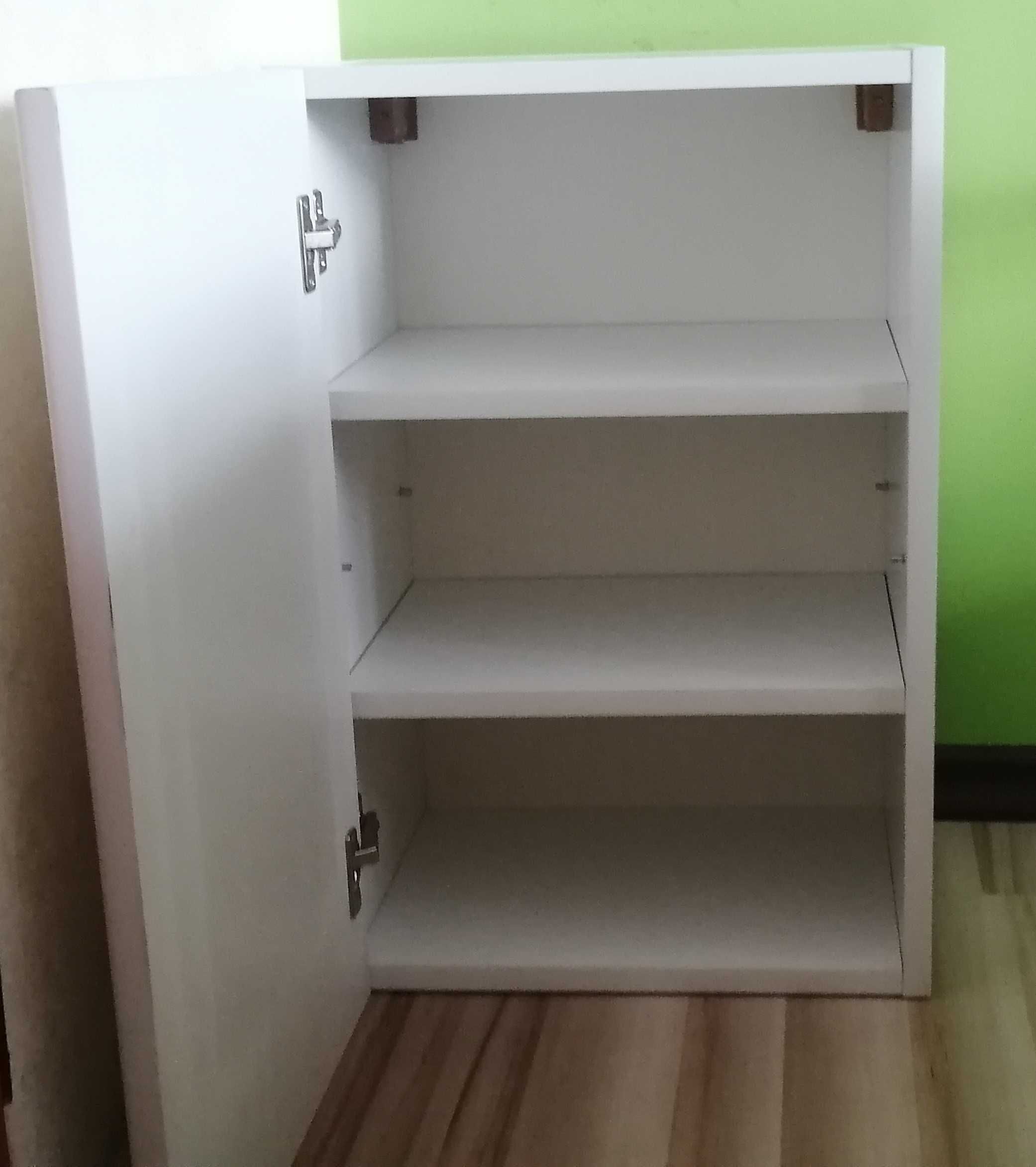 Dwie wiszące szafki łazienkowe biały połysk stan bardzo dobry