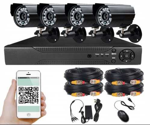 Zestaw monitoringu 4 kamery + dekoder + aplikacja + gwarancja