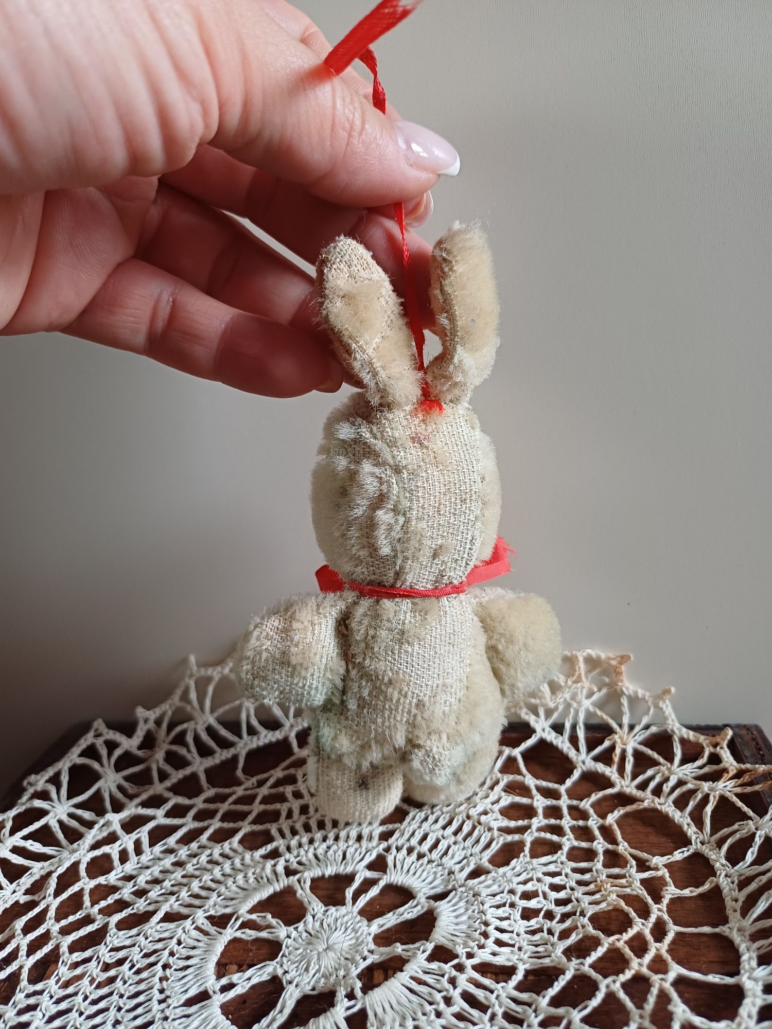 Króliczek królik zając steiff styl wełniany pluszowy stara zabawka