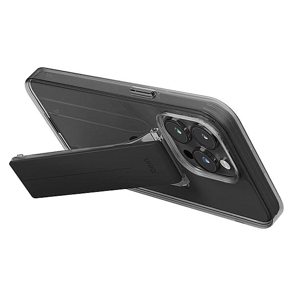Etui UNIQ Heldro Mount na iPhone 15 Pro Max 6.7" z podstawką - dymione
