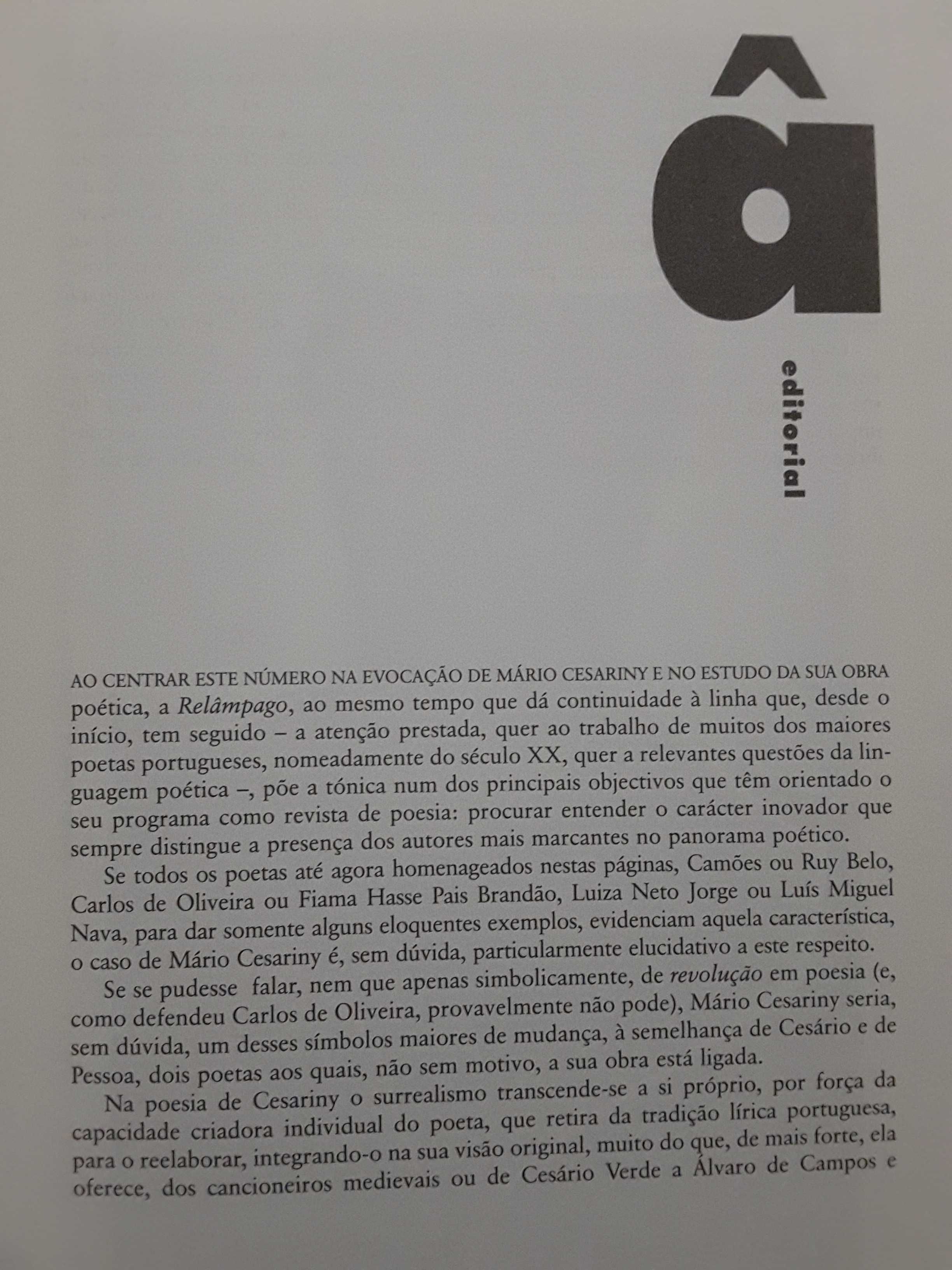 Relâmpago, Revista de Poesia: Mário Cesariny / Luiza Neto Jorge