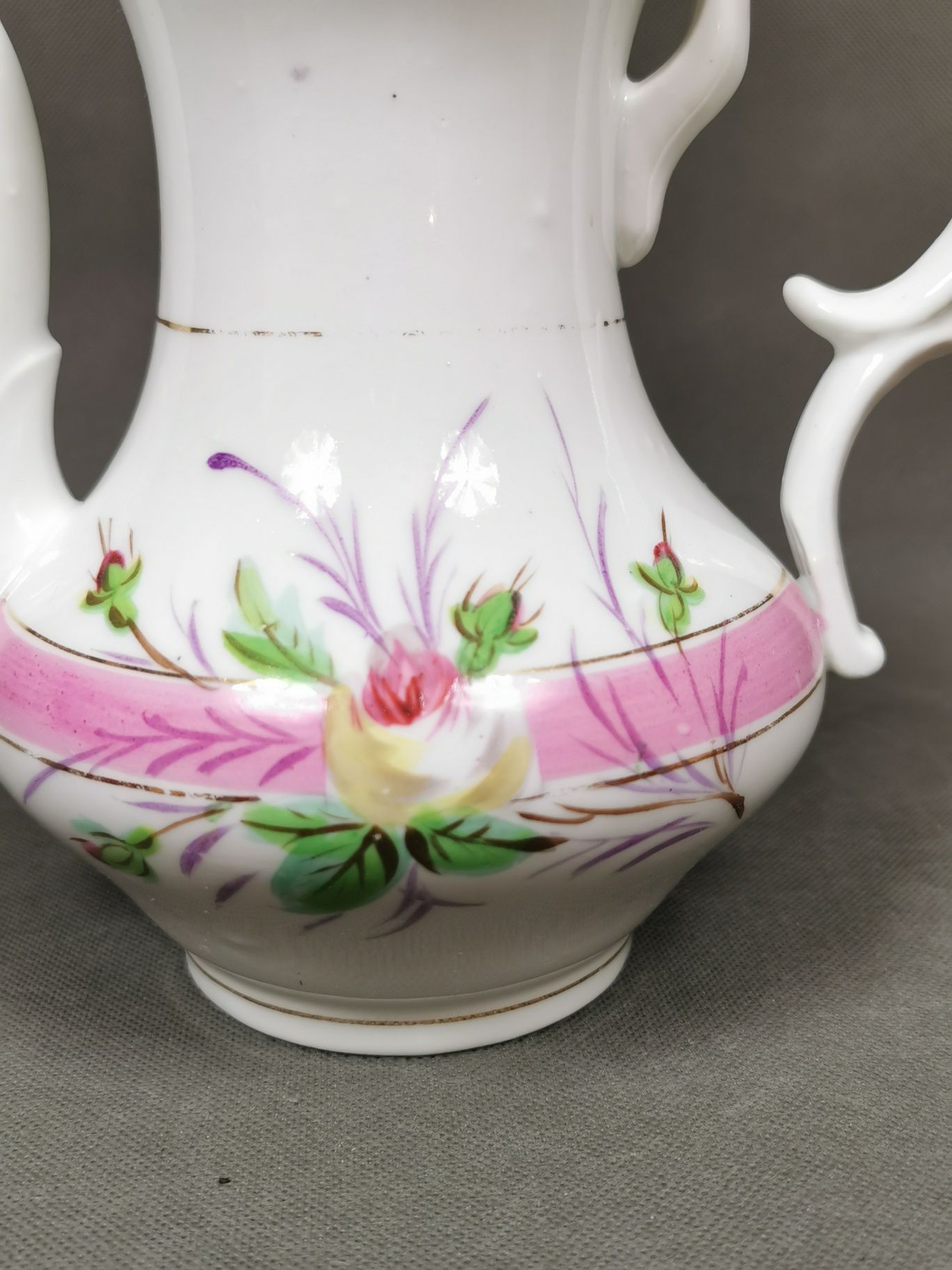 Piękny Dzbanek porcelanowy Biedermeier - Kwiaty