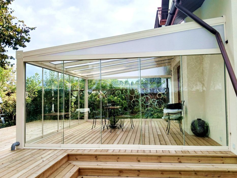 System drzwi przesuwnych ze szkła zabudowa szklana werandy tarasu