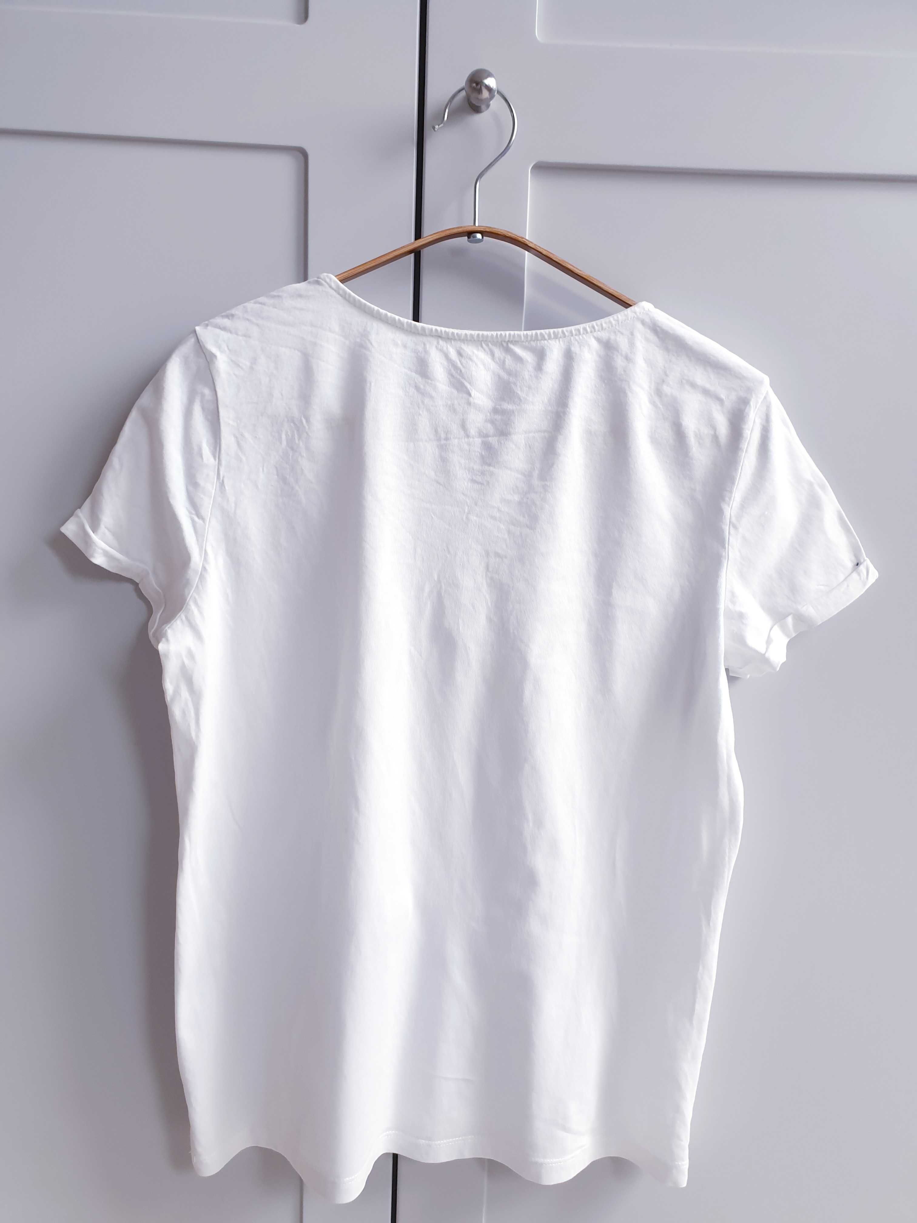Sznurowana biała koszulka t-shirt Tom Tailor 38 Denim