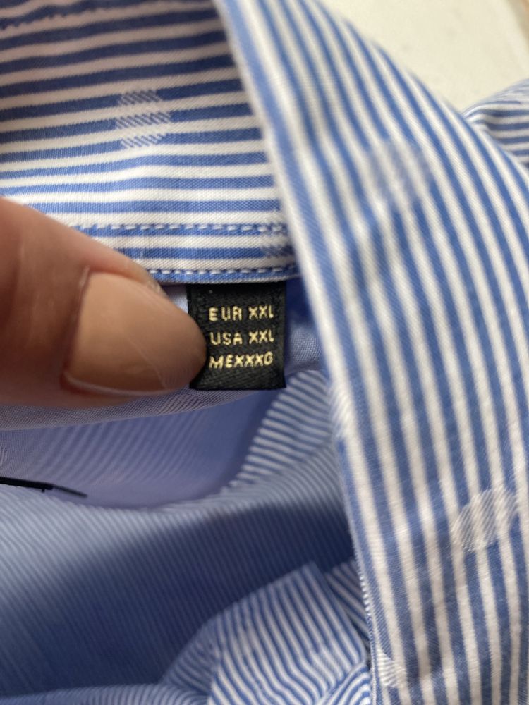 Elegancka koszula męska błękitna paski Massimo Dutti XXL nowa