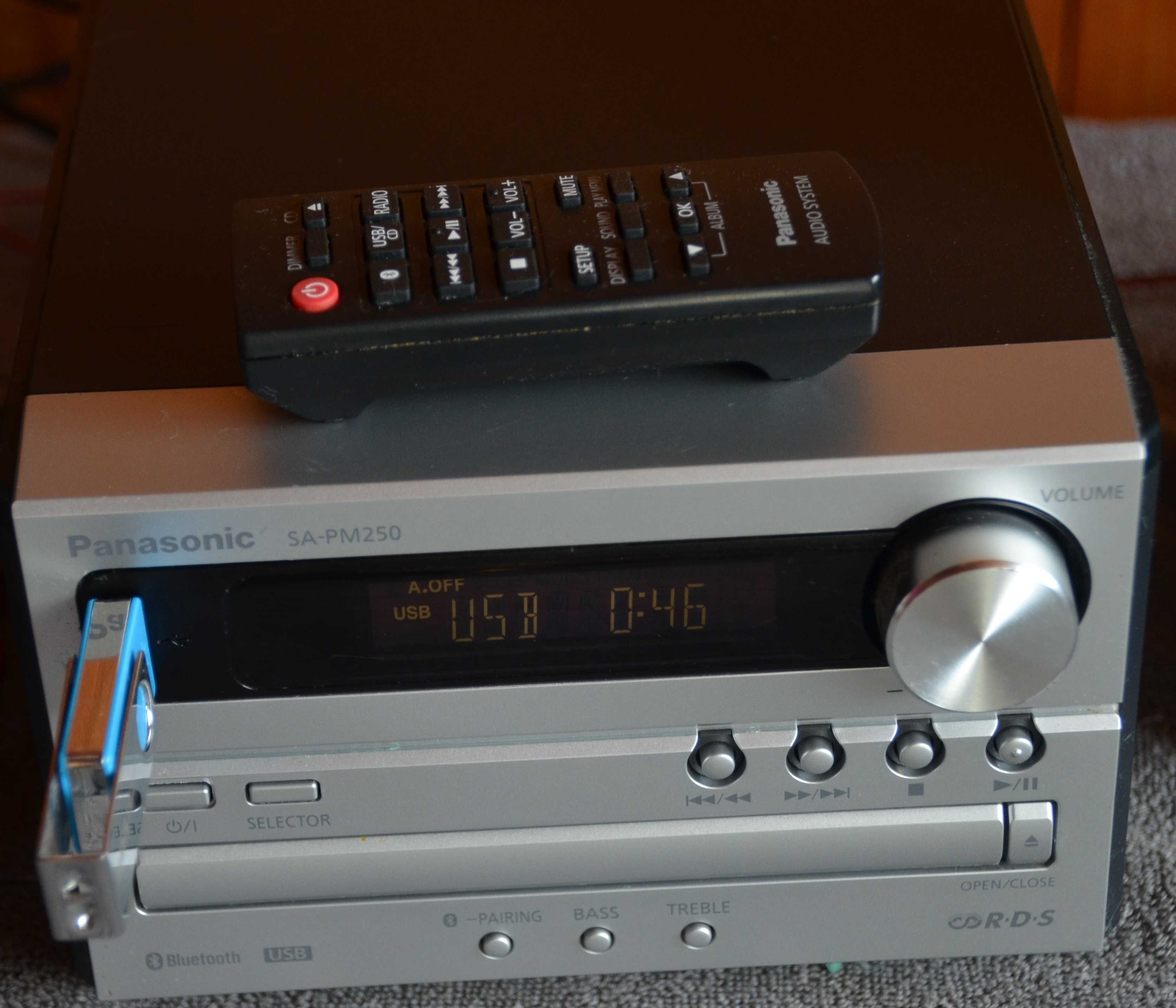Panasonic SC-PM250 wieża stereo CD USB Radio +Pilot