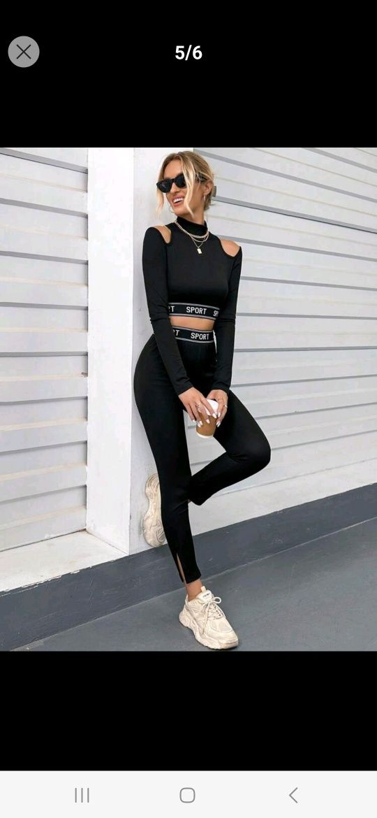 Nowy komplet sportowy na siłownię crop top legginsy leginsy 36 s