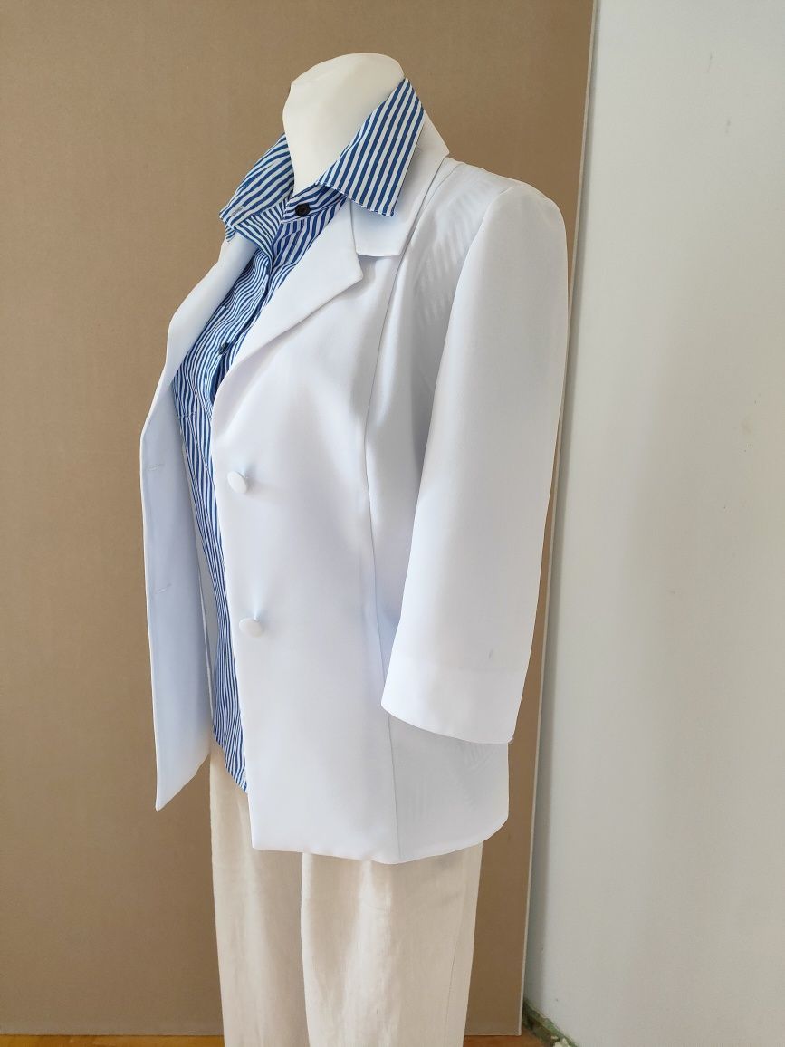Biały elegancki żakiet marynarka Vintage M L