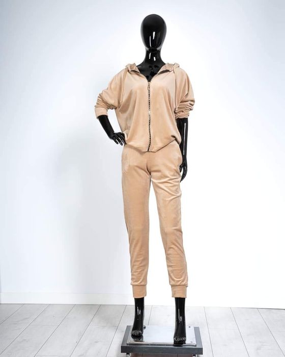 Dres damski welur uni pl producent beż złoty