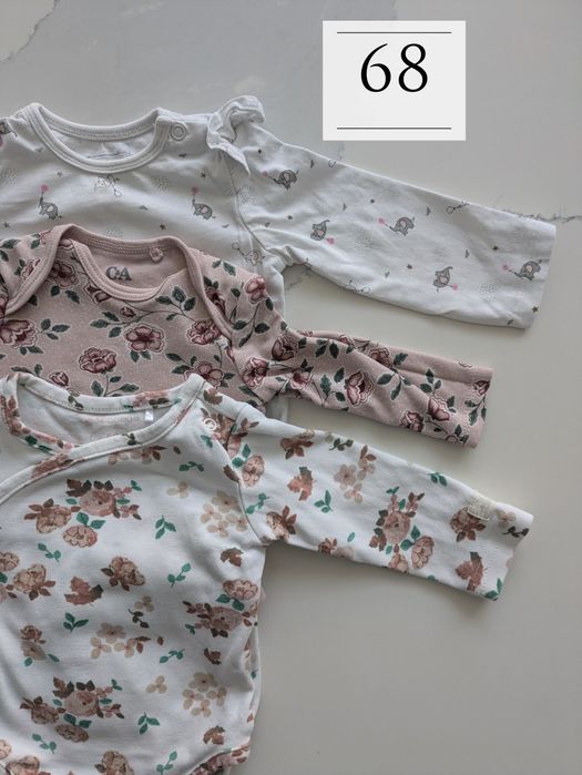 Body dziewczęce z długim rękawem w kwiatki