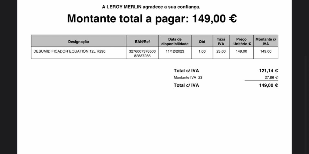 Desumidificador Equation 12L R290