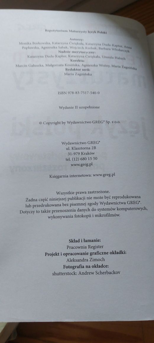 Repetytorium maturzysty język polski zakres podstawowy I rozszerzony