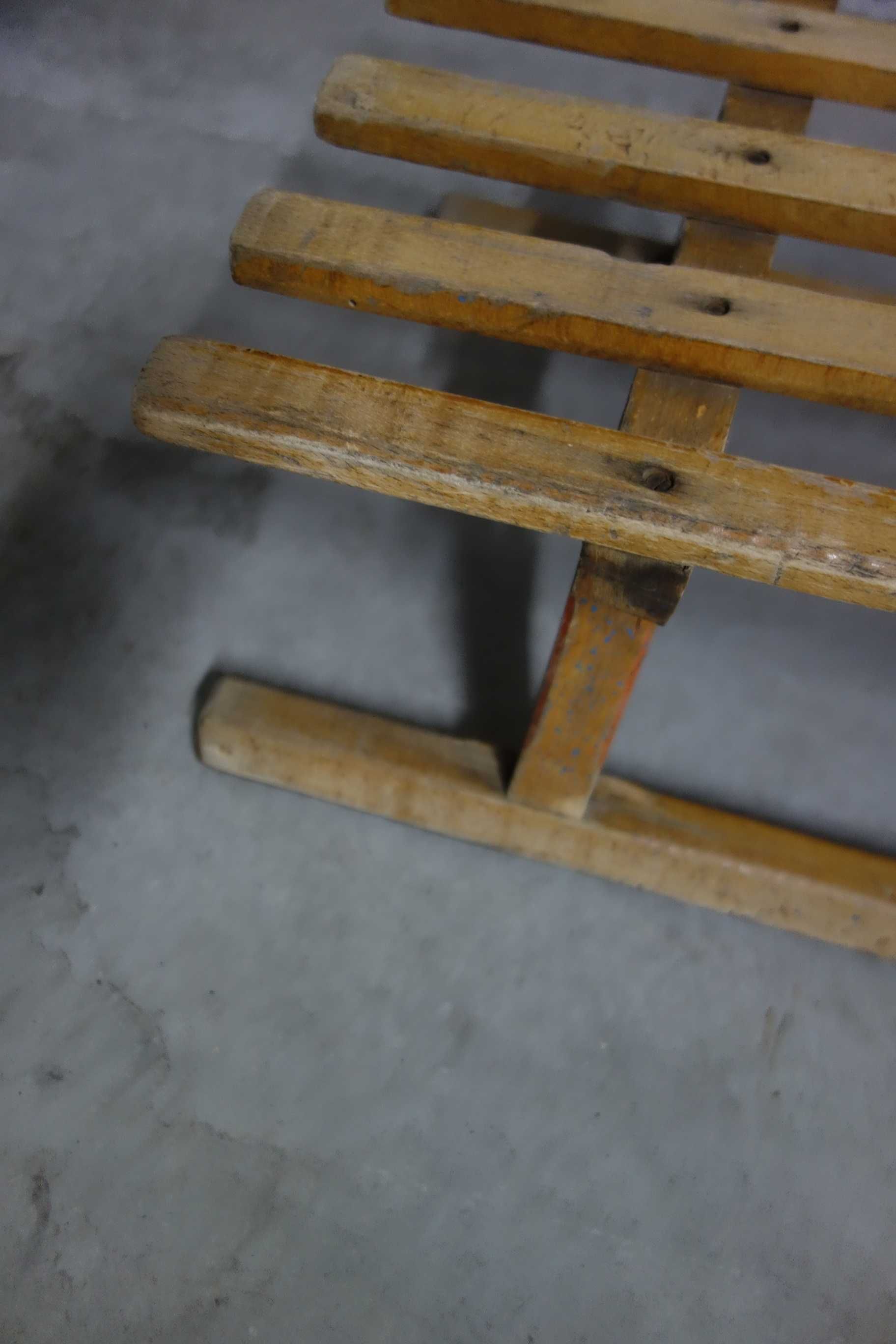 stare sanki zimowe drewniane vintage PRL lata 60-te kompletne