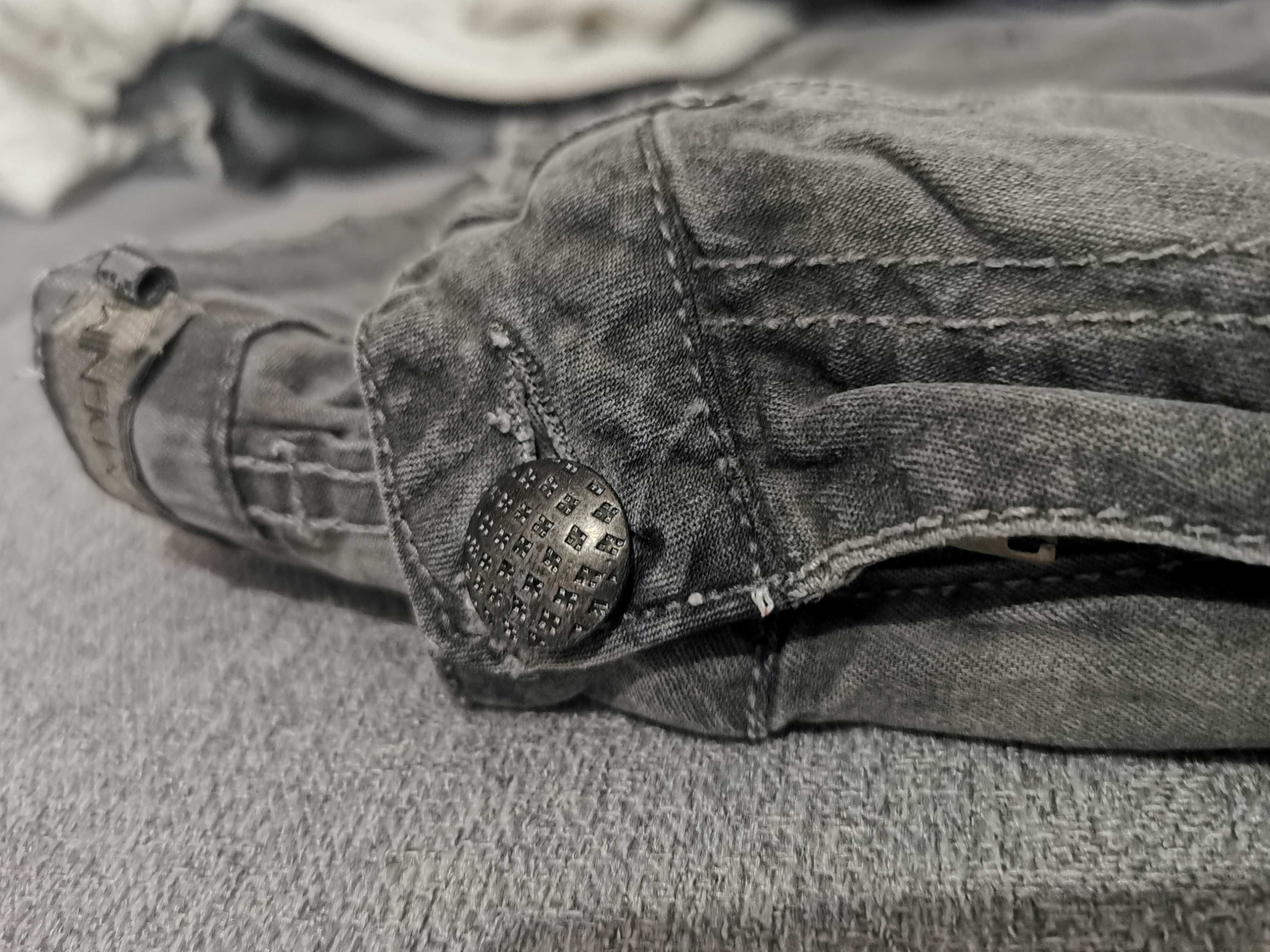 Bershka Denim spodnie rurki marszczone nogawki 34 XS