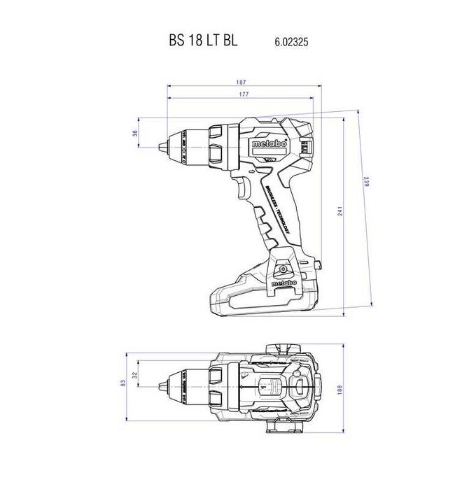 Акумуляторний безщітковий дриль-шуруповерт Metabo BS 18 LT BL
