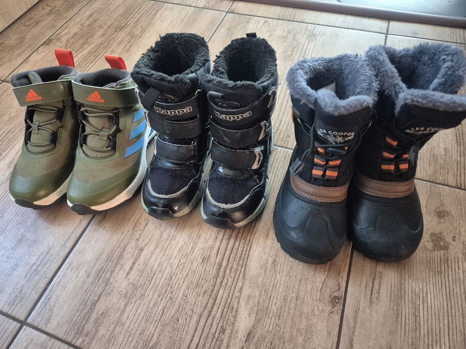 Zestaw 2 par śniegowce kozaki ocieplane 28 chłopięce zimowe buty