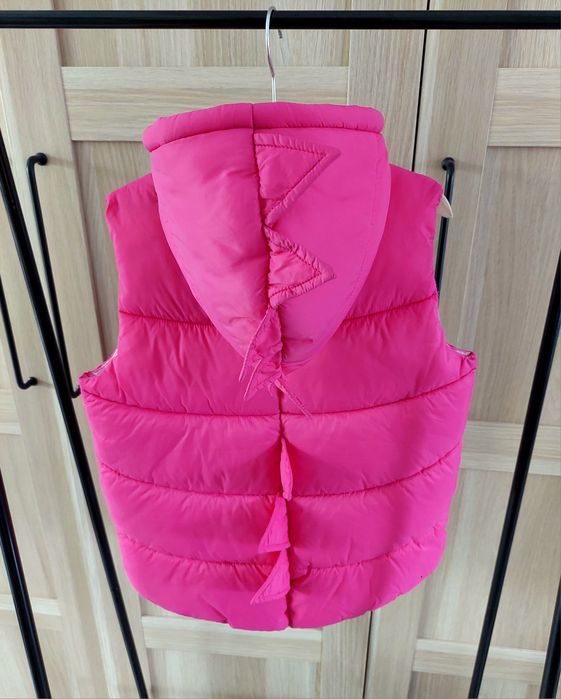 Kukukid, różowy, puchowy bezrękawnik dino, kamizelka ocieplana 116