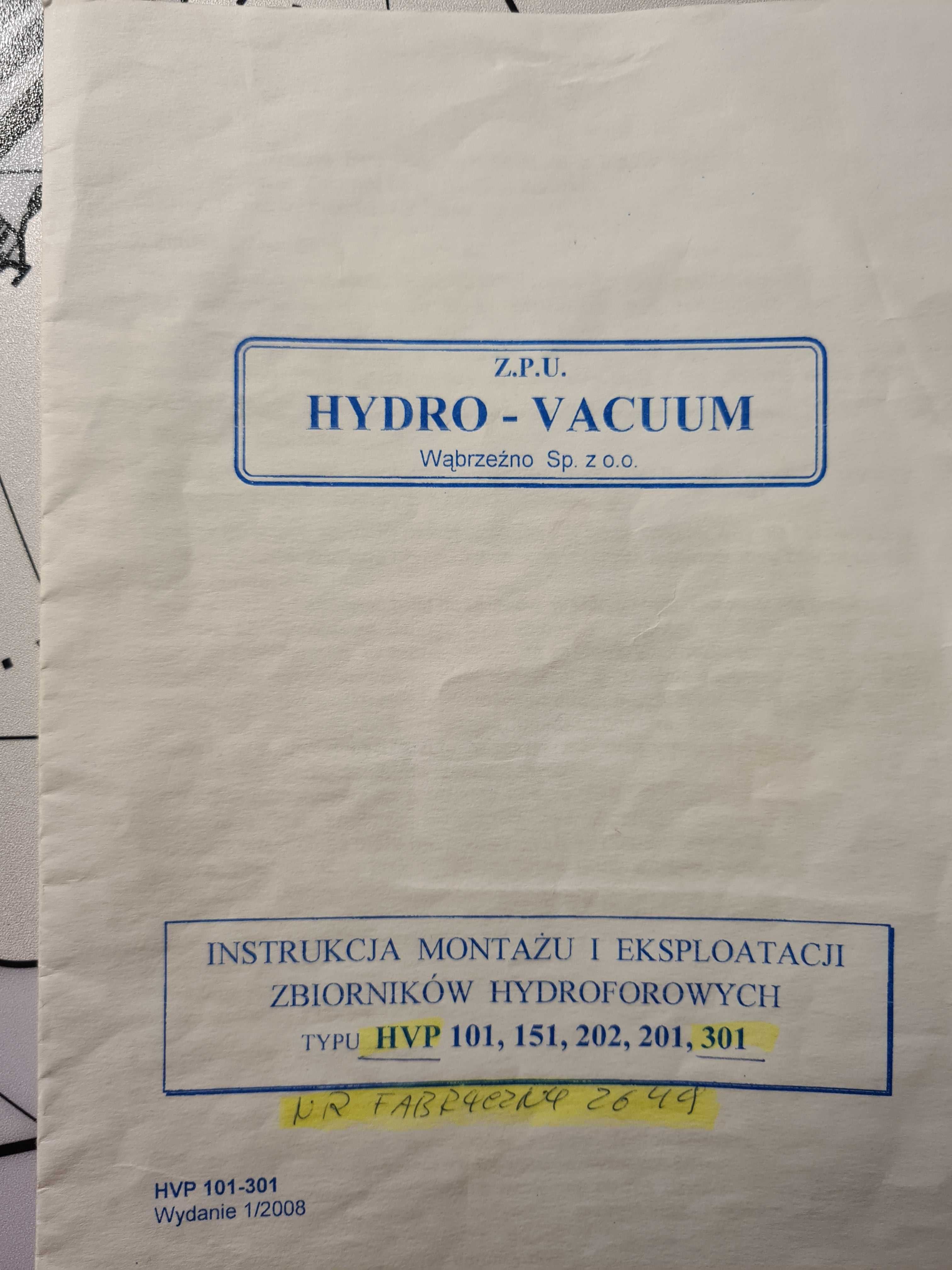 Zbiornik hydroforowy 300l Hydro Vacuum