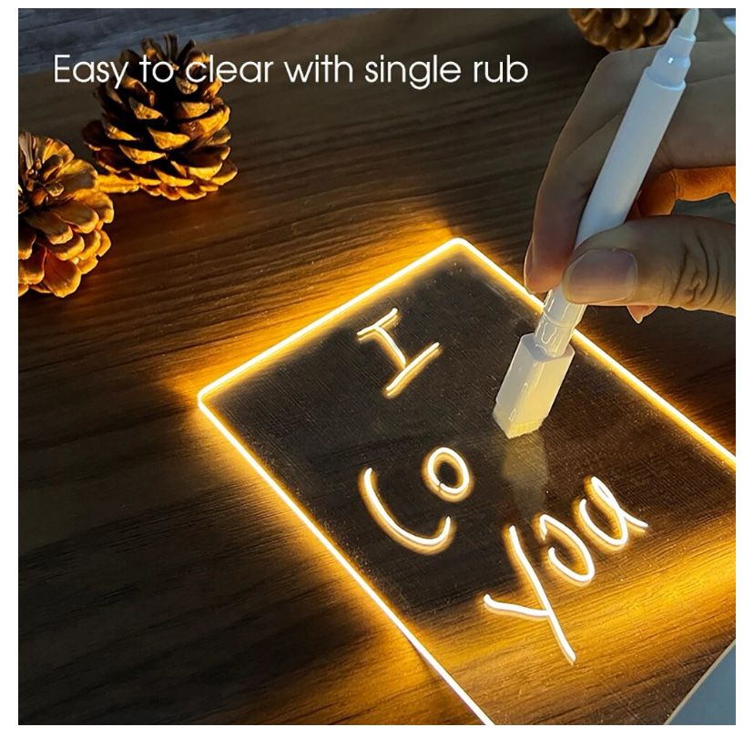 LED ночник планер , светящийся планшет для рисования с фломастером