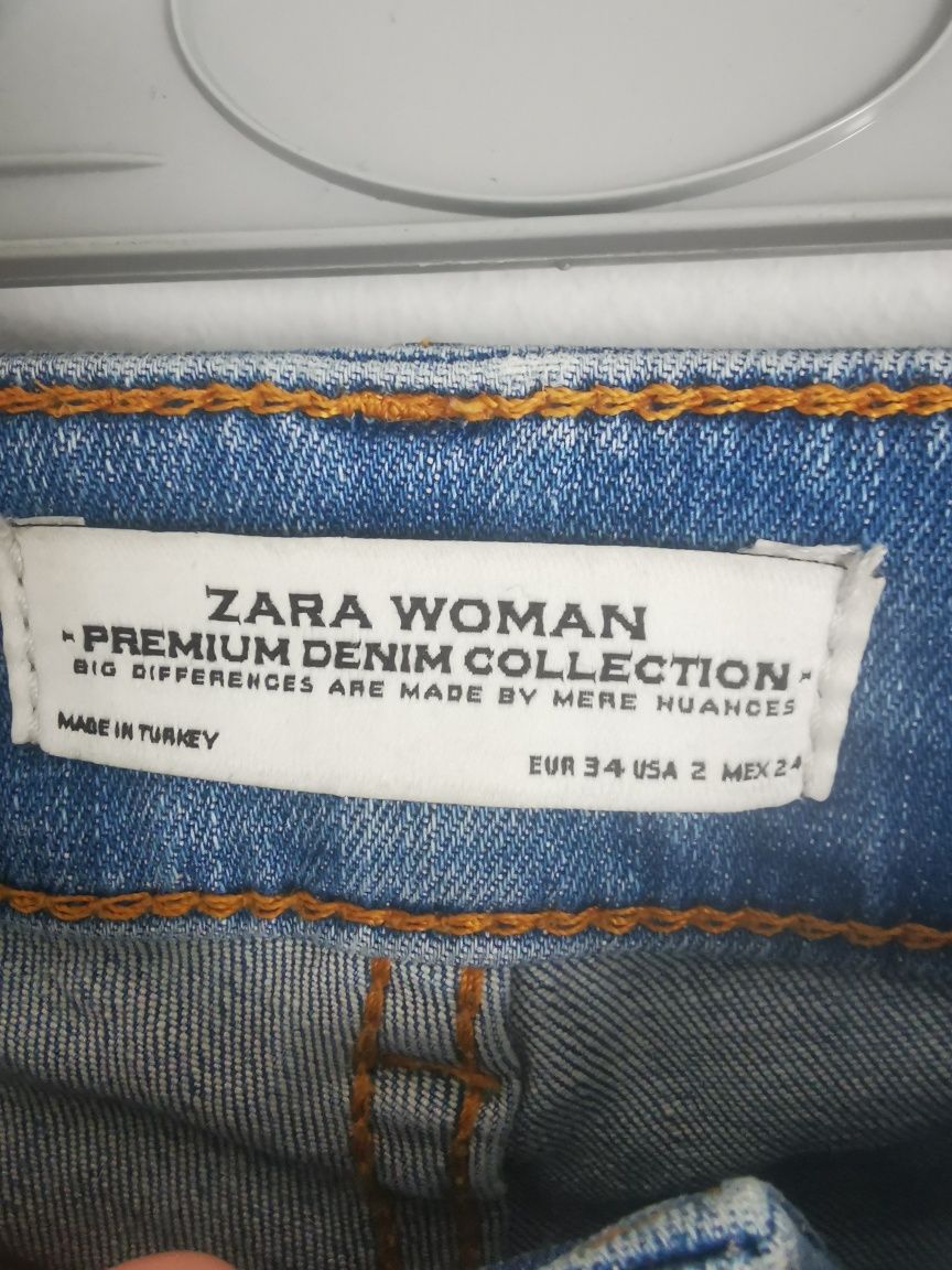Spodnie jeans jeansowe przetarcia dziury 34 Zara