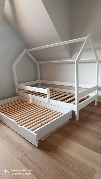 180x80 Łóżko domek białe z szufladą na materac