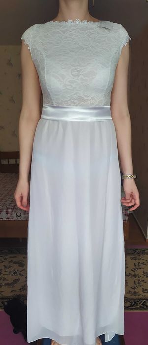 Мереживне біле плаття в підлогу, весільне, вечірнє, випускне, літнє