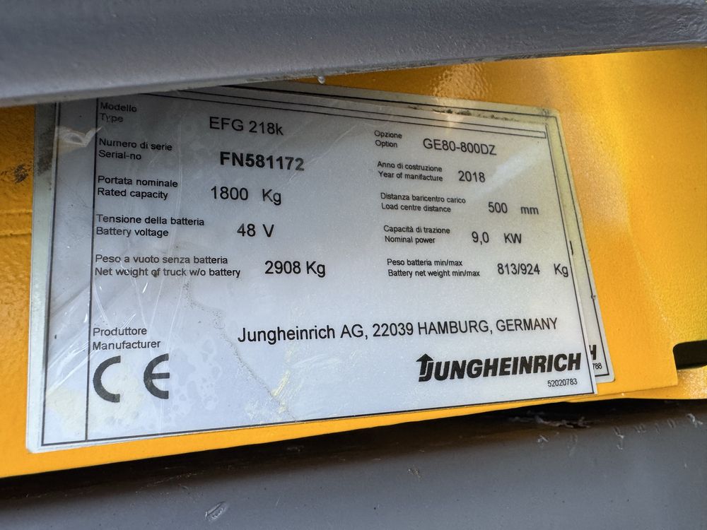 Електричний навантажувач Jungheinrich EFG 218 350ZZ 2018