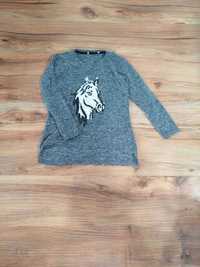 Bluzka 134 H&M z koniem dziewczynki koszulka sweterek cekiny
