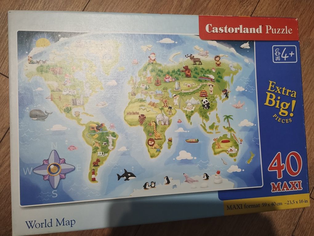Puzzle mapa świata castorland 40 maxi