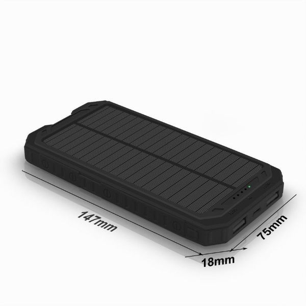 Power Bank Carregador a energia solar e USB 20000 mAh e Led lanterna