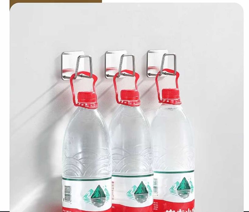 Wieszak kuchenny 4szt, łazienkowy, srebrny, naklejany