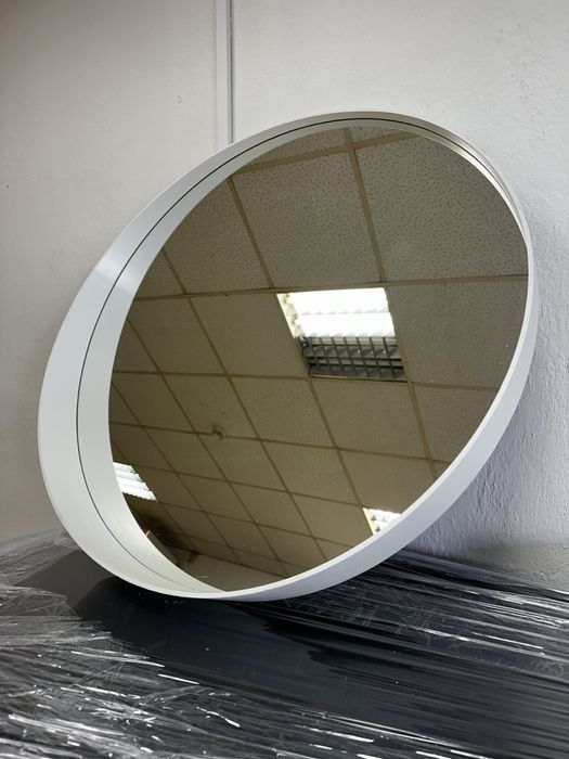 Lustro okrągłe w białej ramie – średnica 80 cm