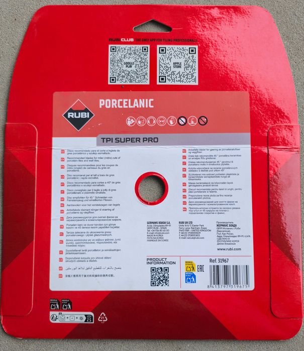 Tarcza diamentowa do ukosowania RUBI - glazura, gres, marmur, klinkier