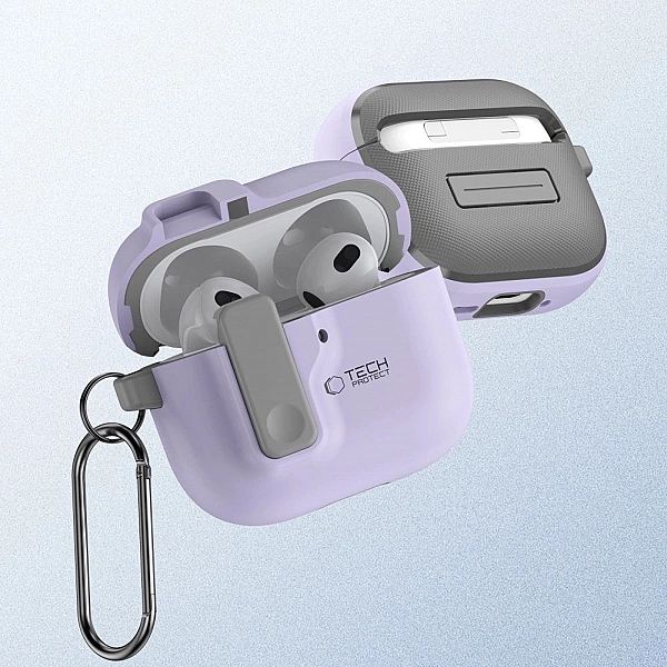 Etui Tech-Protect Slim Hook na AirPods 4 - fioletowe