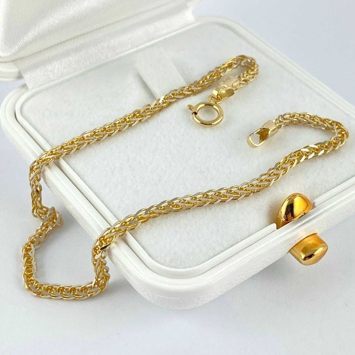 ZŁOTA bransoletka splot "LISI OGON" PRÓBA 585 (14K) długość 18,8 cm