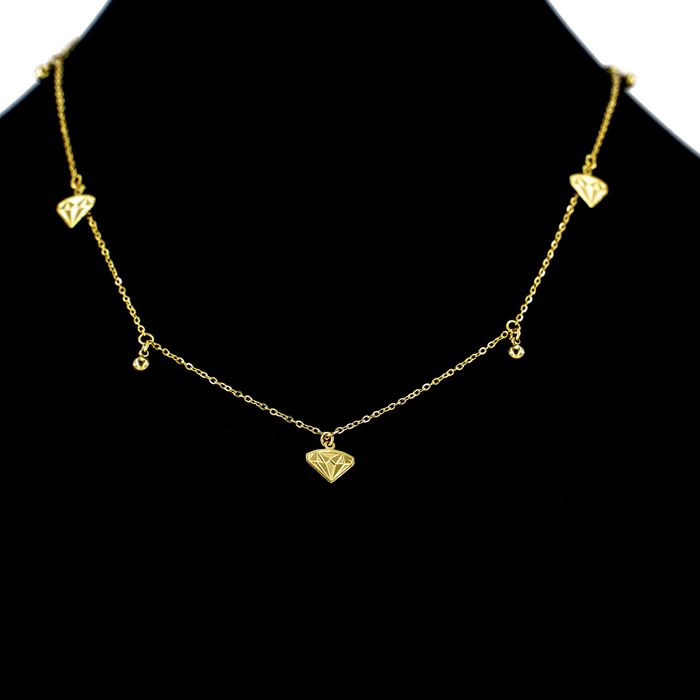 Łańcuszek Brylanty Kuleczki Złota Stal 00672