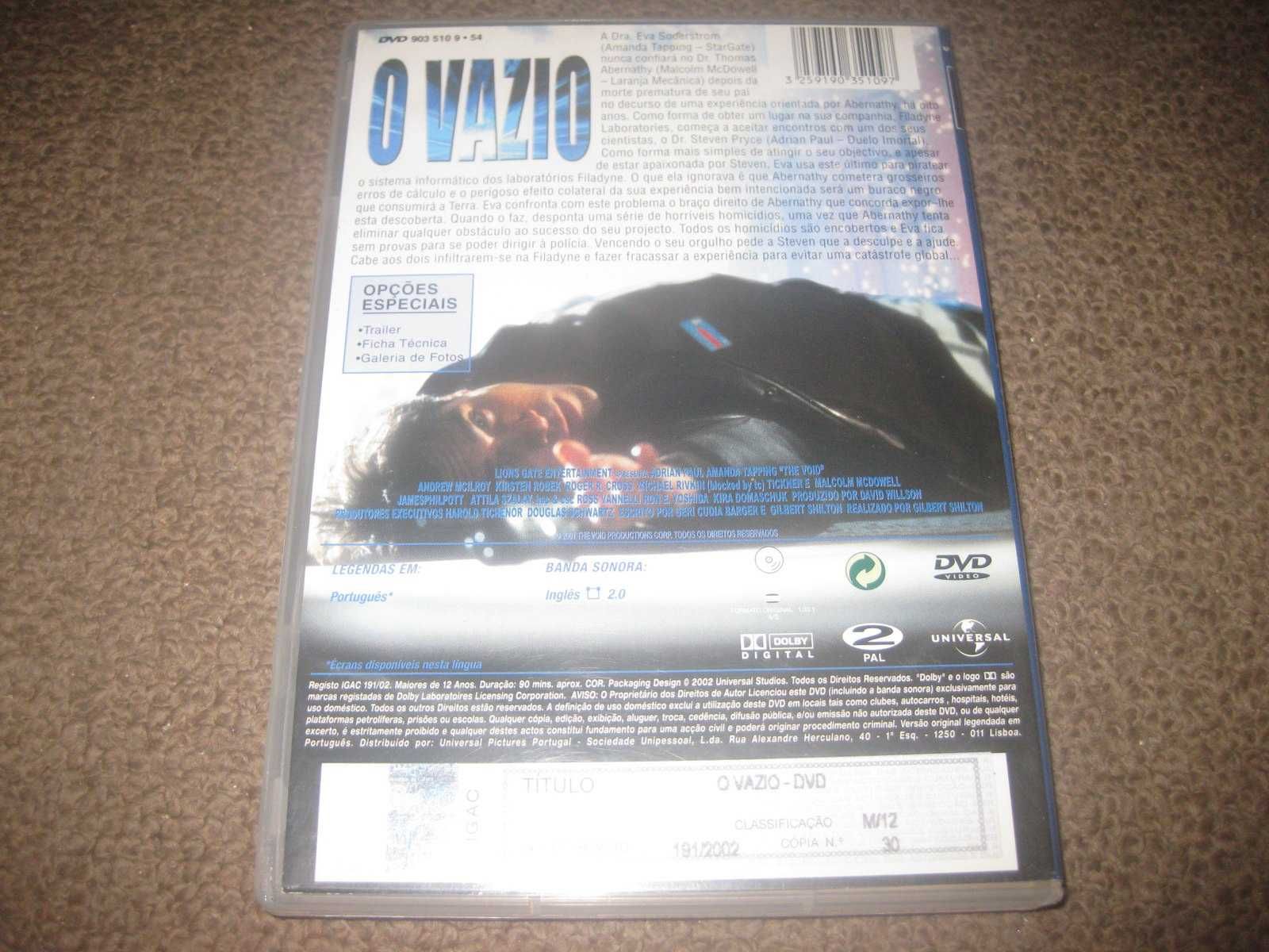 DVD "O Vazio" com Adrian Paul/Raro!