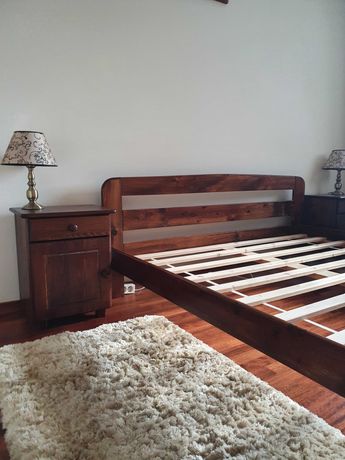 Komplet sypialnia  drewniane łóżko + 2x stolik nocny