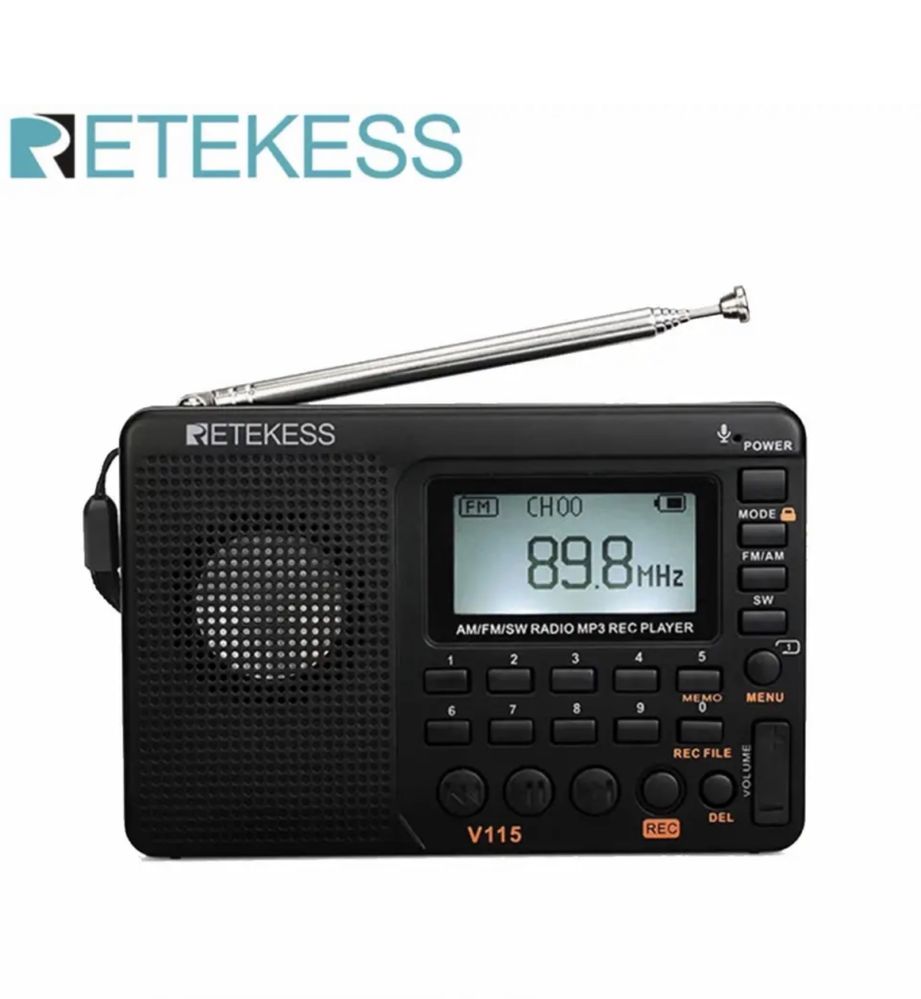 Радіоприймач Retikess V115 FM/AM/ SW MP3 плеєр, Цифровий.