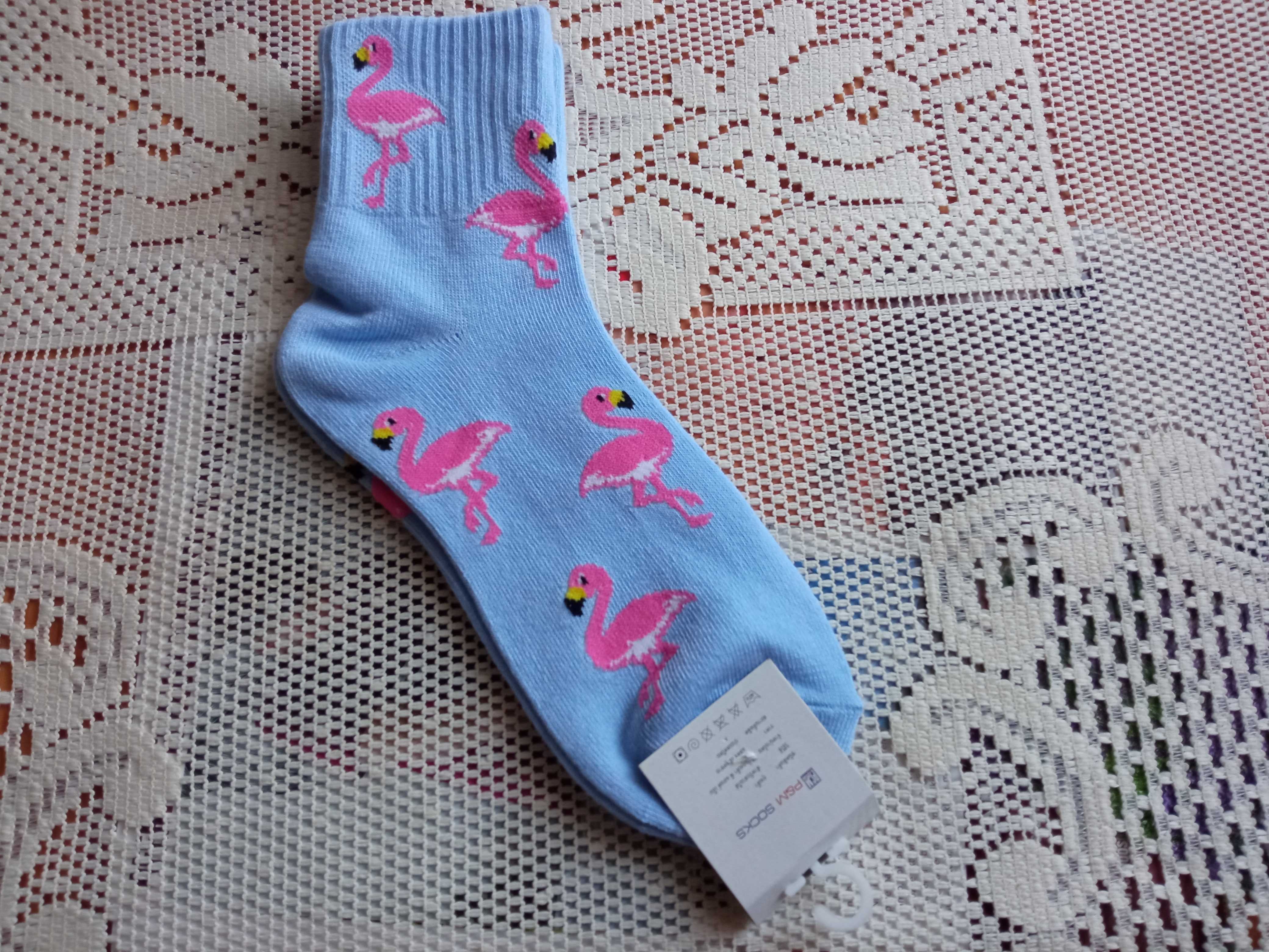 Nowe skarpetki we flamingi Niebieskie skarpetki P&M Socks 39-42