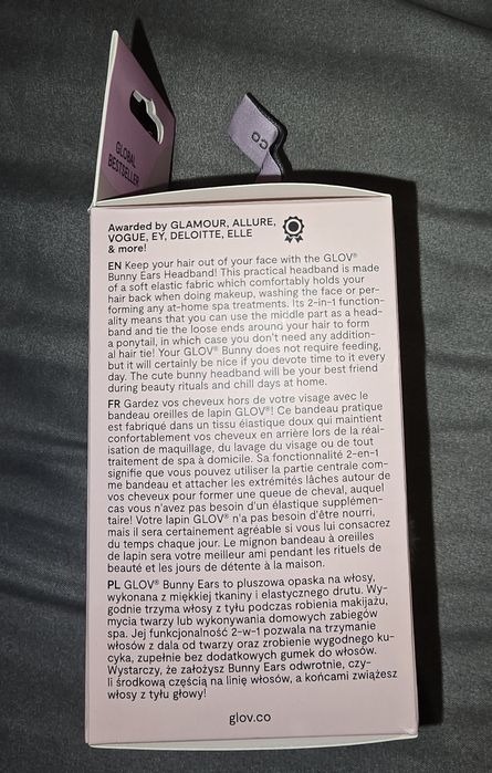 Opaska na włosy Glov, różowy króliczek