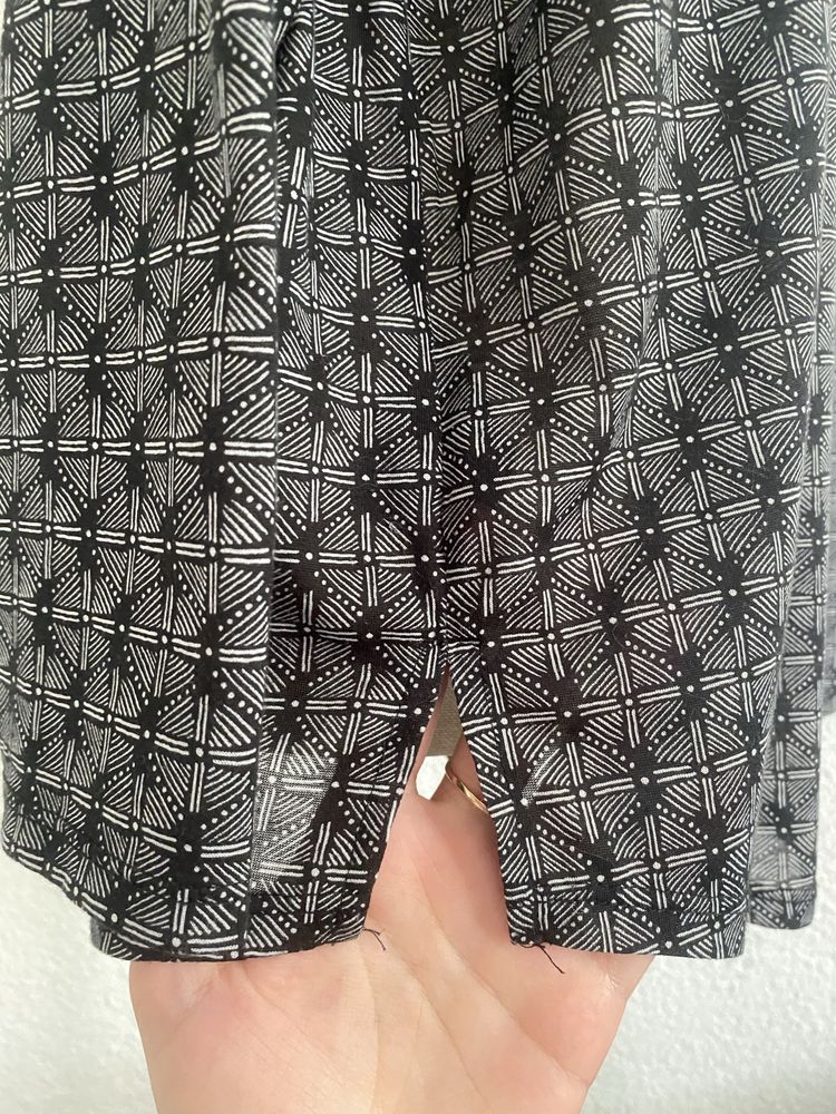 Bluzka z długim rękawem damska czarna biala cienka H&M XL
