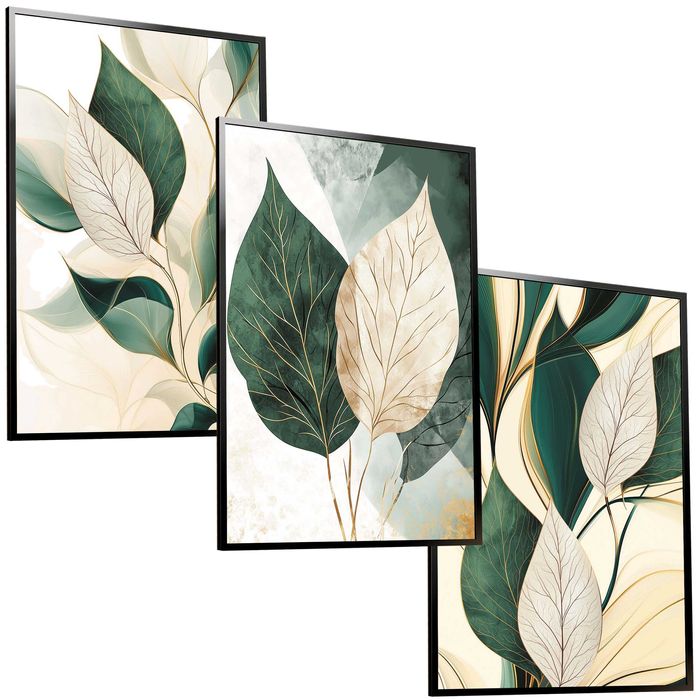 50x40 obrazy w ramie plakaty ramka NATURA BOHO ZIELONE LIŚCIE BOHO