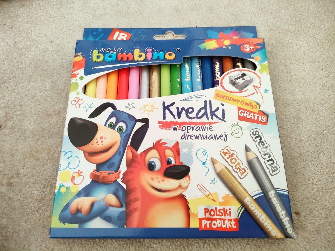 Kredki bambino grube w oprawie drewnianej