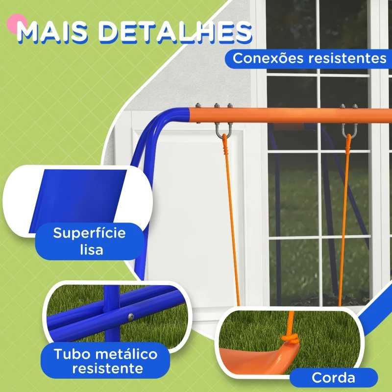 Conjunto de Baloiços 4 em 1, com 2 Baloiços, 1 Baloiço e 1 Escorrega